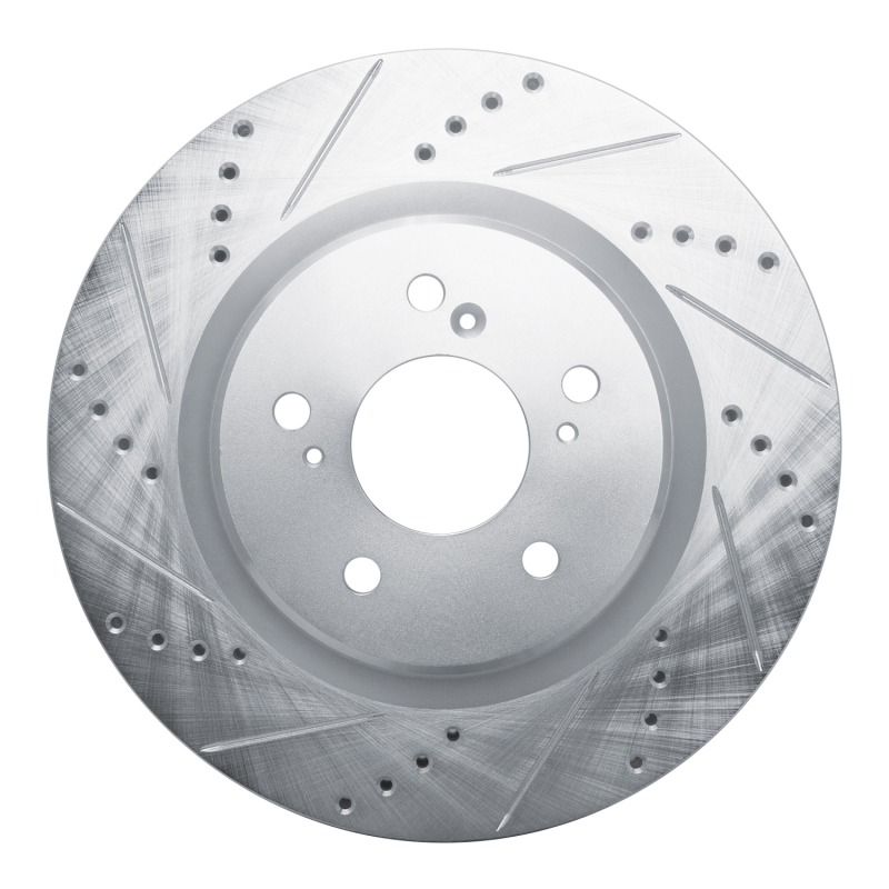 Acura TLX Brake Rotor (1) - Front Left - R1 Concepts - Drilled & Slotted - Silver - `21-`25